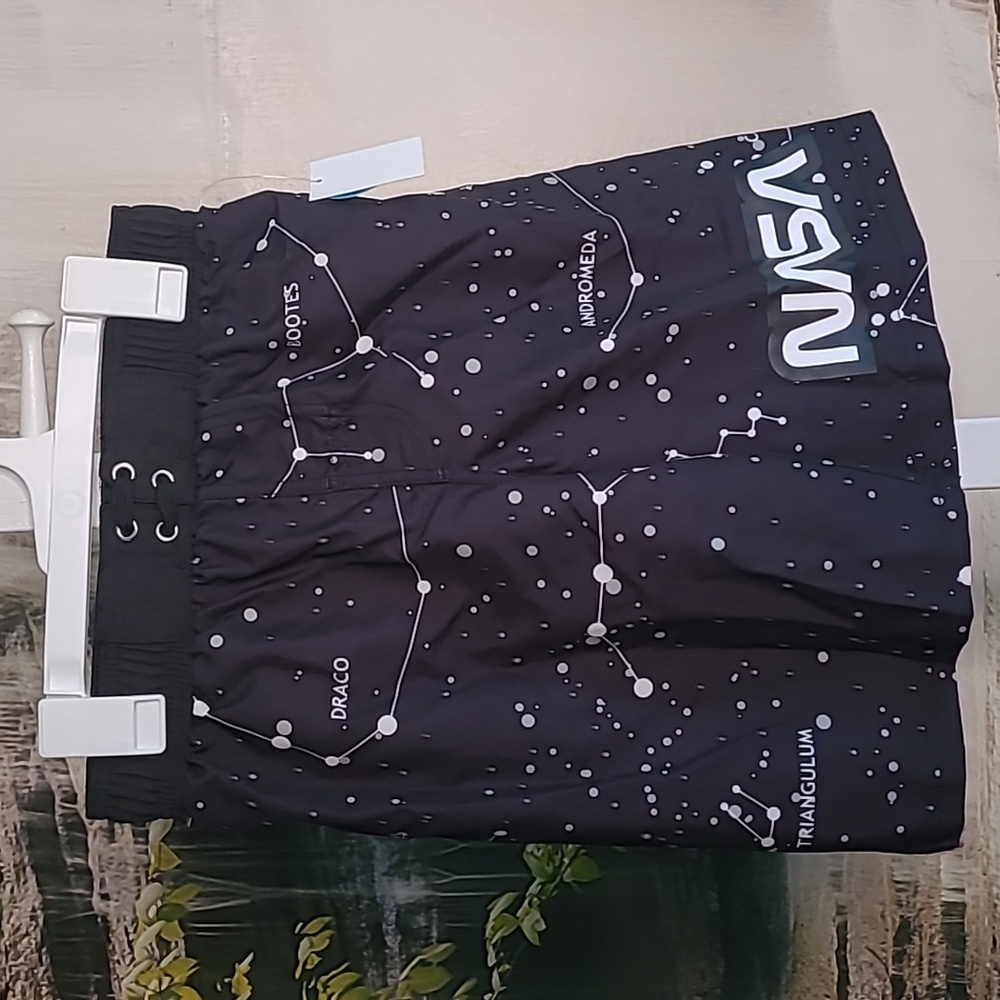 New with tags! Mad Engine Boys Medium Nasa Black Swim Shorts